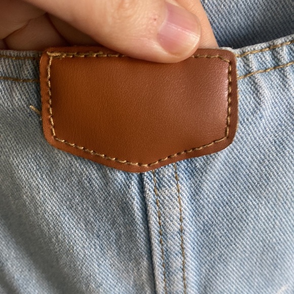 Denim light wash distressed overalls. Rustic country Arsty workwear size S. - Picture 3 of 10